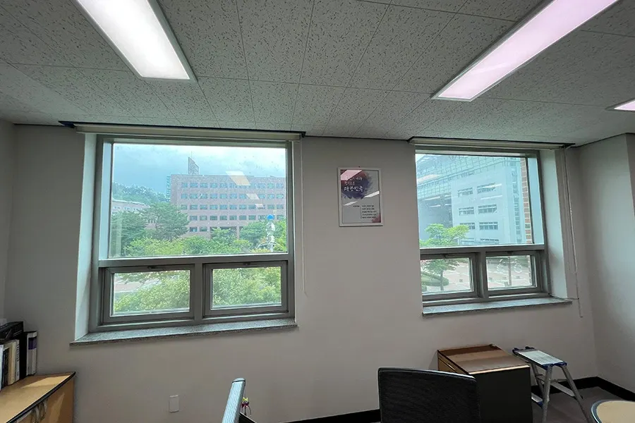시공 후 사무실 창문에서 바라본 캠퍼스 전경 사진